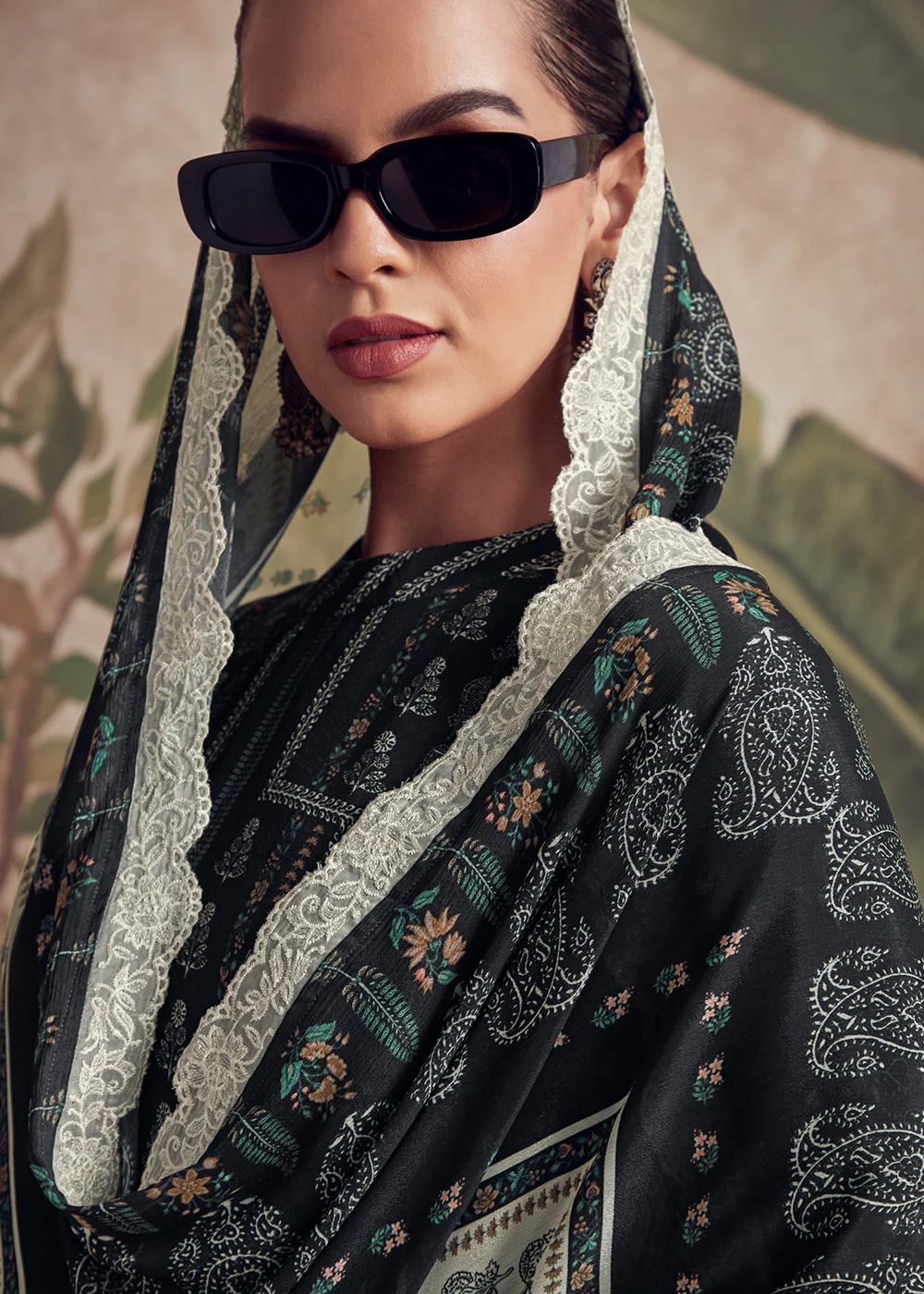 Digital Printed Black Pakistani Style Salwar Suit - Image 2