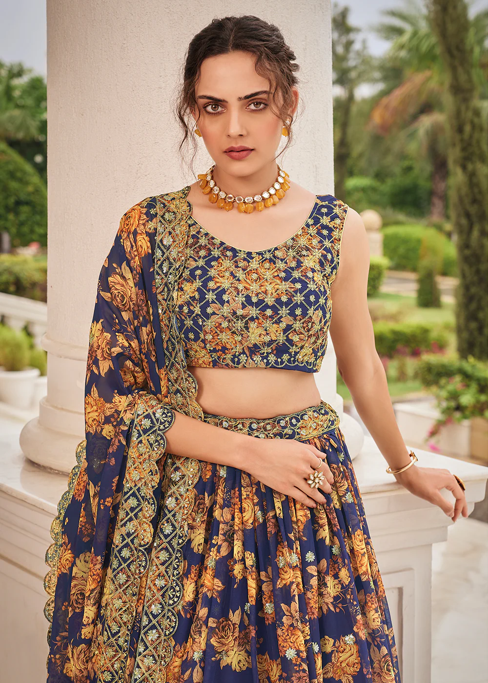 Digital Printed Multicolor Blue Designer Trendy Lehenga Choli - Image 2