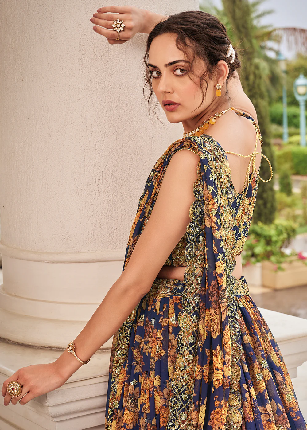 Digital Printed Multicolor Blue Designer Trendy Lehenga Choli - Image 4