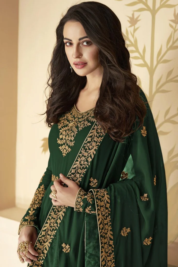 Divine Green Front Slit Party Wear Anarkali Suit - Image 2