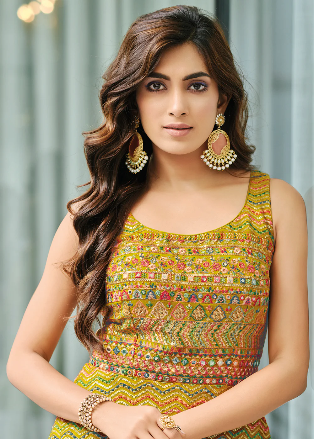 Divine Yellow Party Festive Palazzo Salwar Suit - Image 2