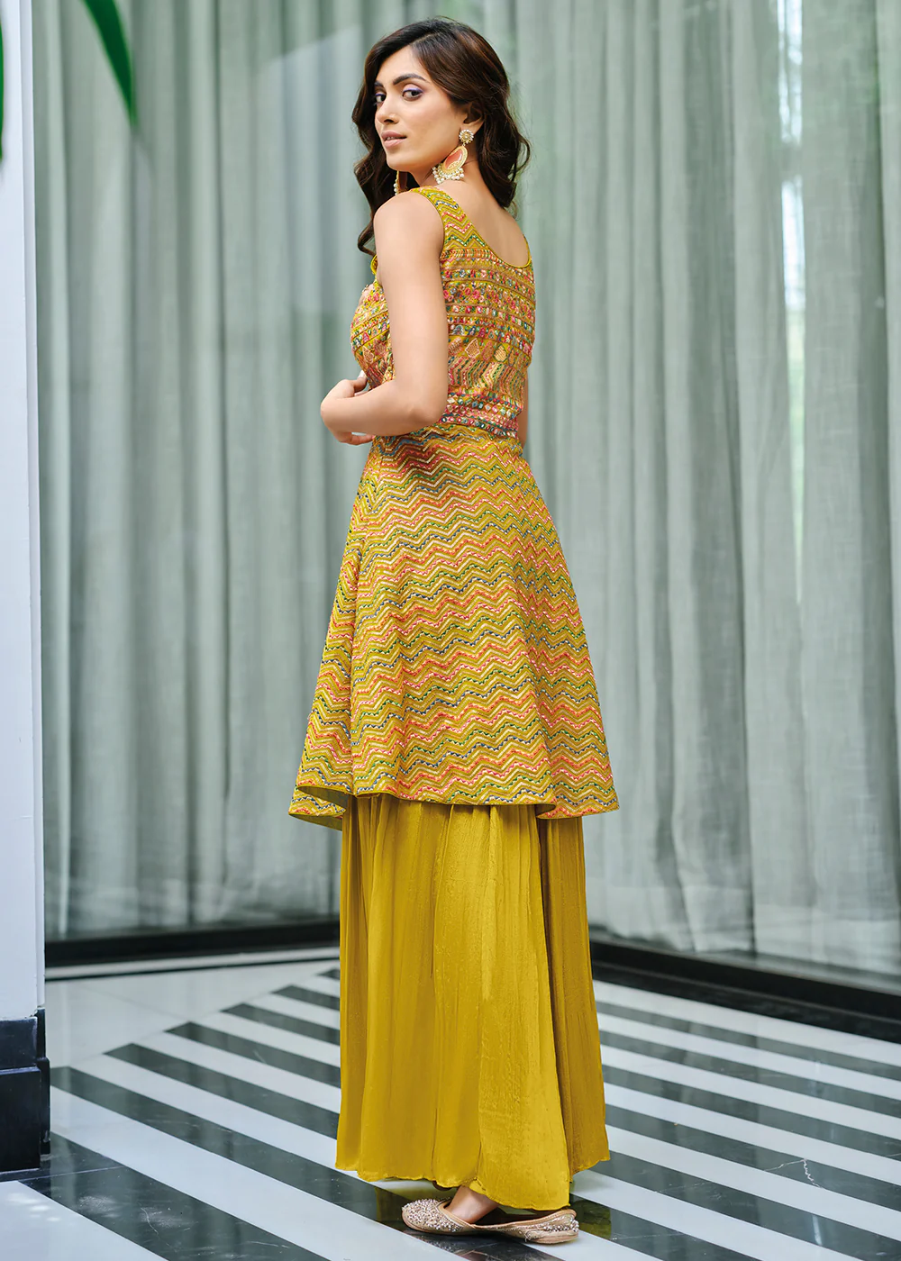 Divine Yellow Party Festive Palazzo Salwar Suit - Image 3