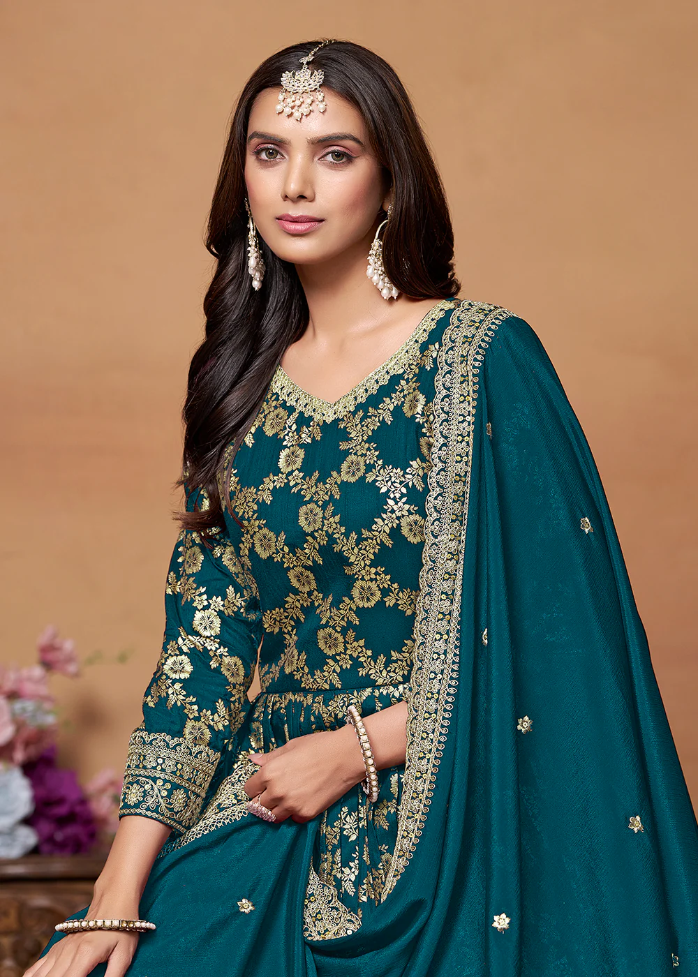 Dola Jacquard Rama Embroidered Festive Anarkali Suit - Image 2