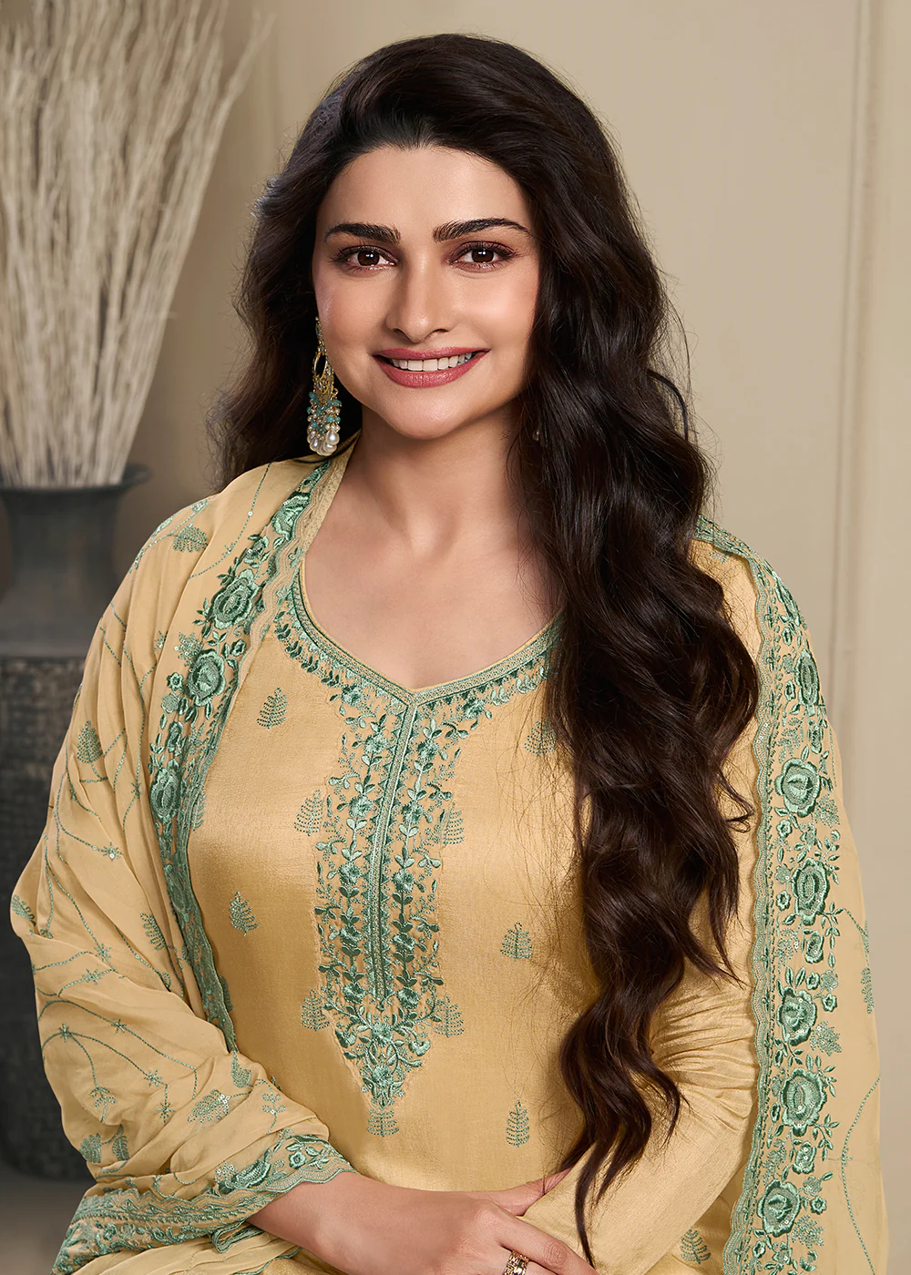 Dola Silk Mustard Thread Embroidered Wedding Salwar Suit - Image 2