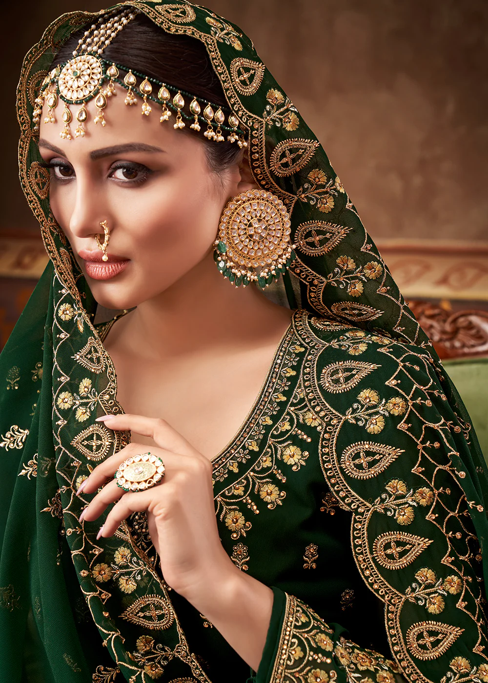 Eid Special Dark Green Georgette Designer Anarkali Suit - Image 2