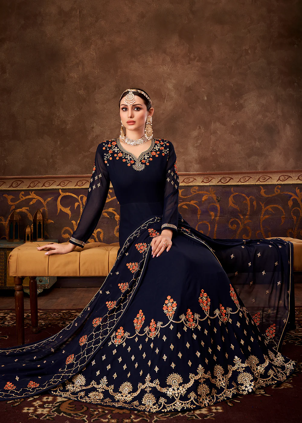 Eid Special Navy Blue Georgette Designer Anarkali Suit - Image 3