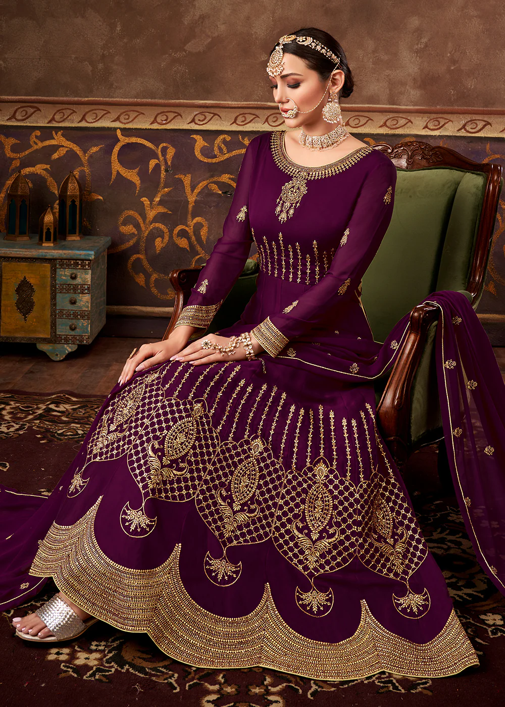 Eid Special Wine Purple Georgette Designer Anarkali Suit - Image 3