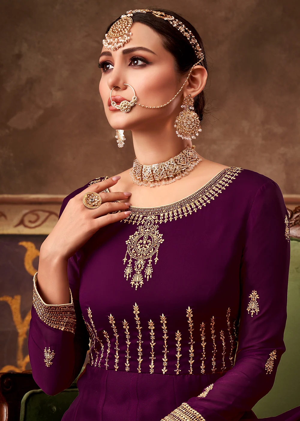 Eid Special Wine Purple Georgette Designer Anarkali Suit - Image 4