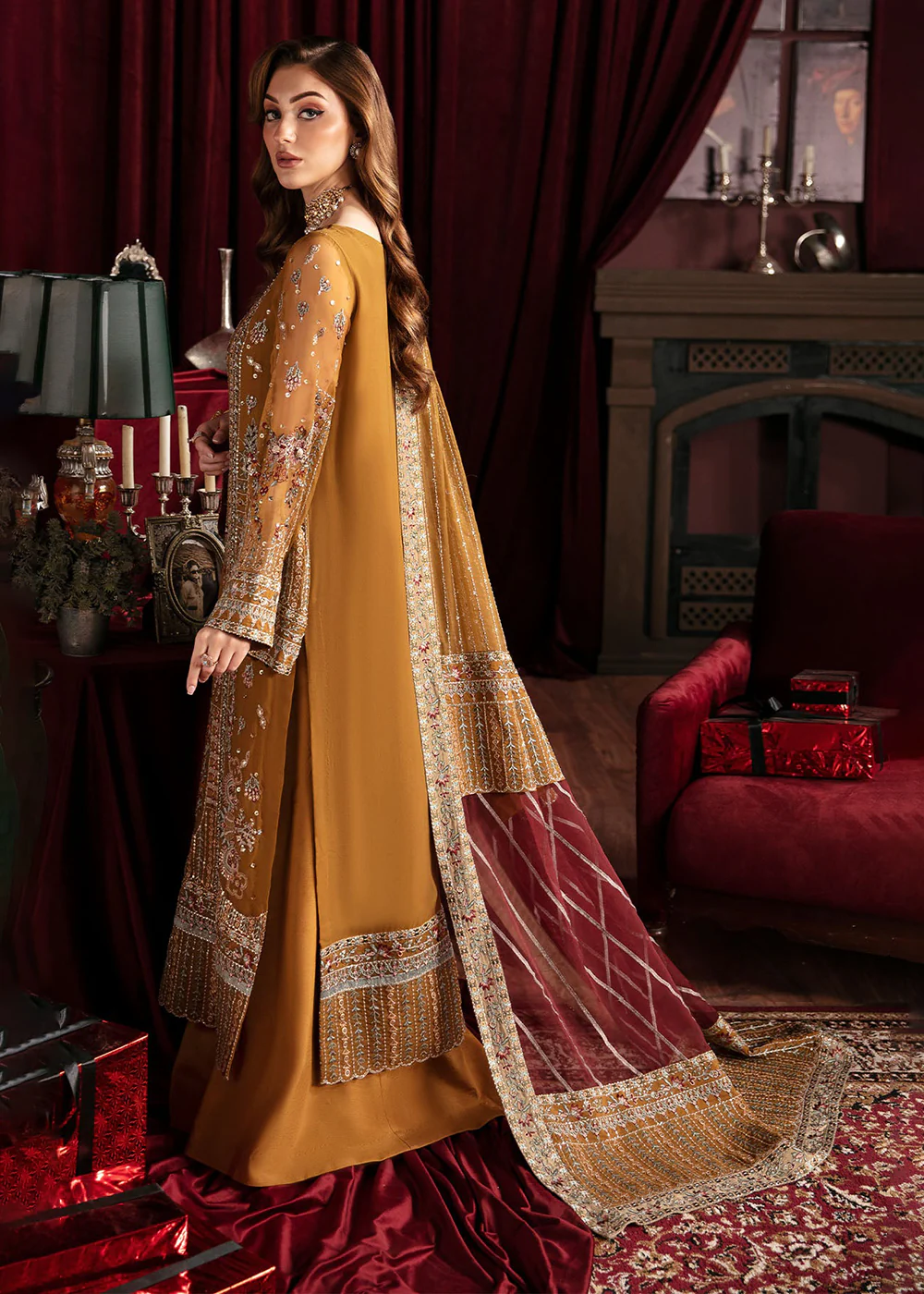 Elanora Embroidered Formals' 24 by Nureh | CRIMSON - Image 3
