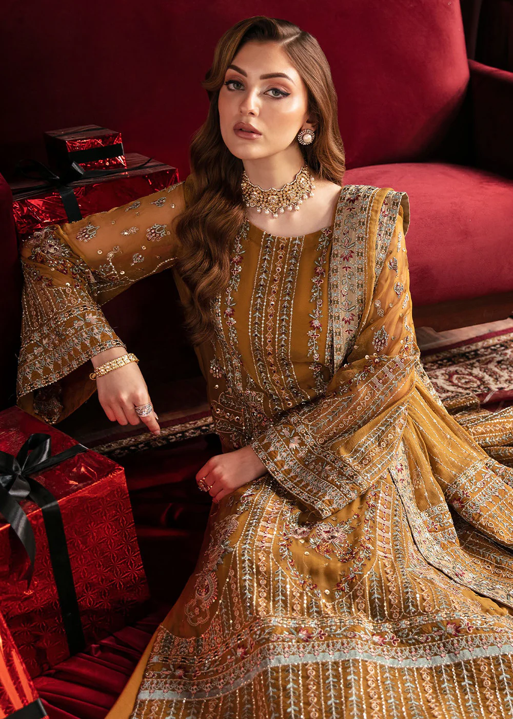 Elanora Embroidered Formals' 24 by Nureh | CRIMSON - Image 4