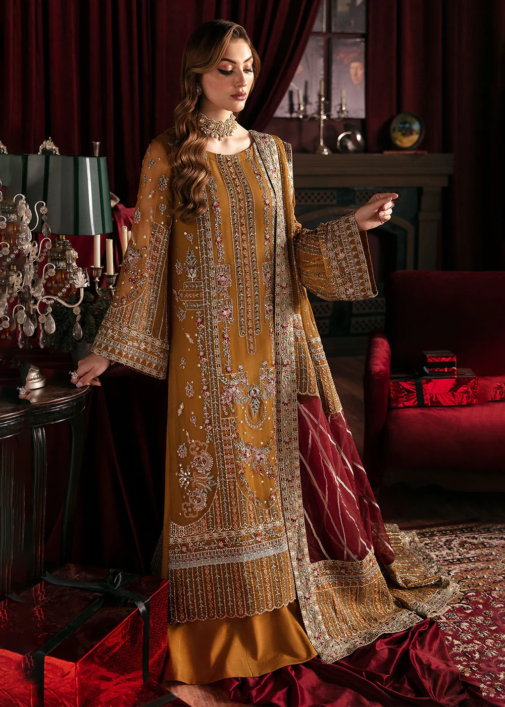 Elanora Embroidered Formals' 24 by Nureh | CRIMSON - Image 5