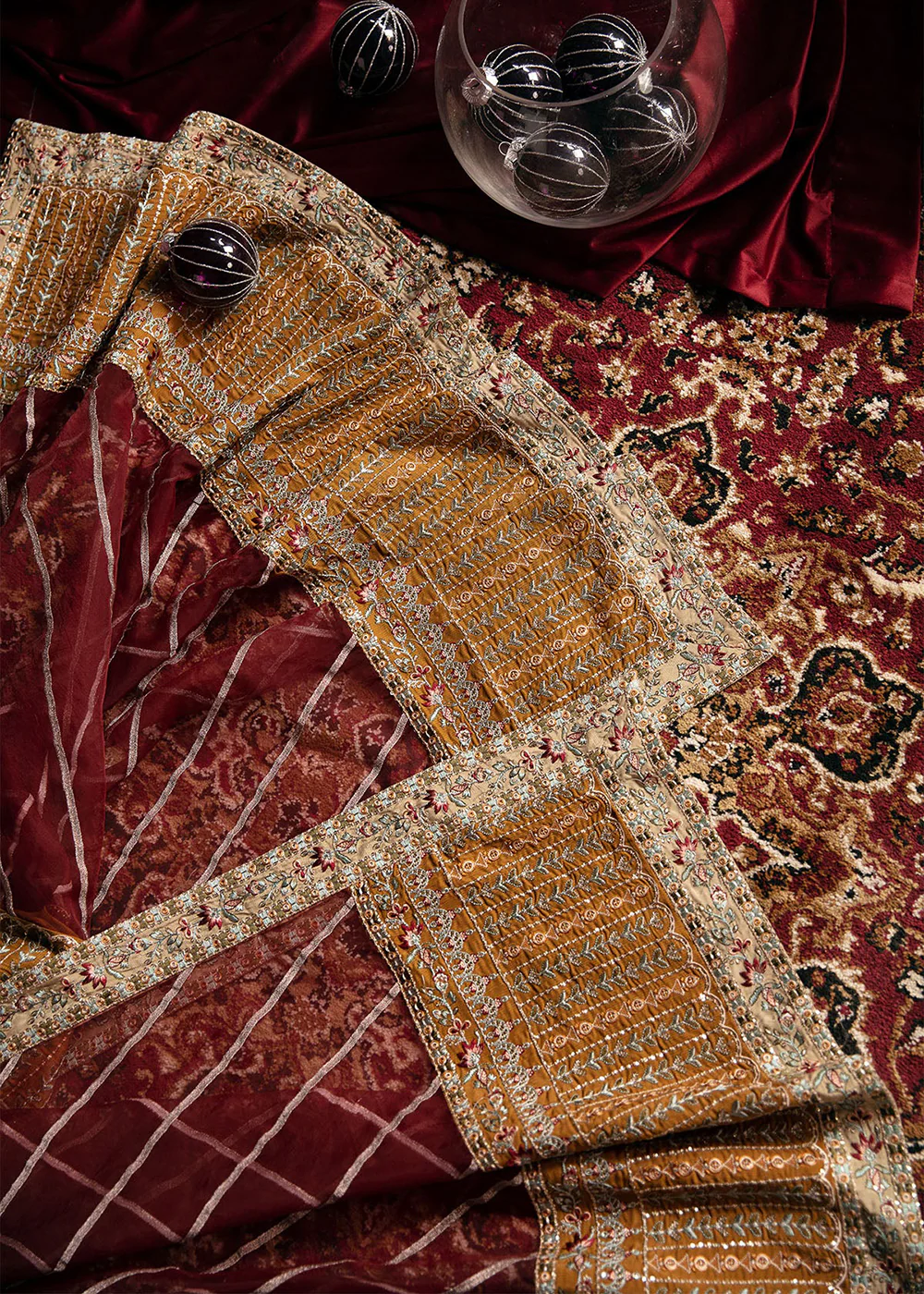 Elanora Embroidered Formals' 24 by Nureh | CRIMSON - Image 6