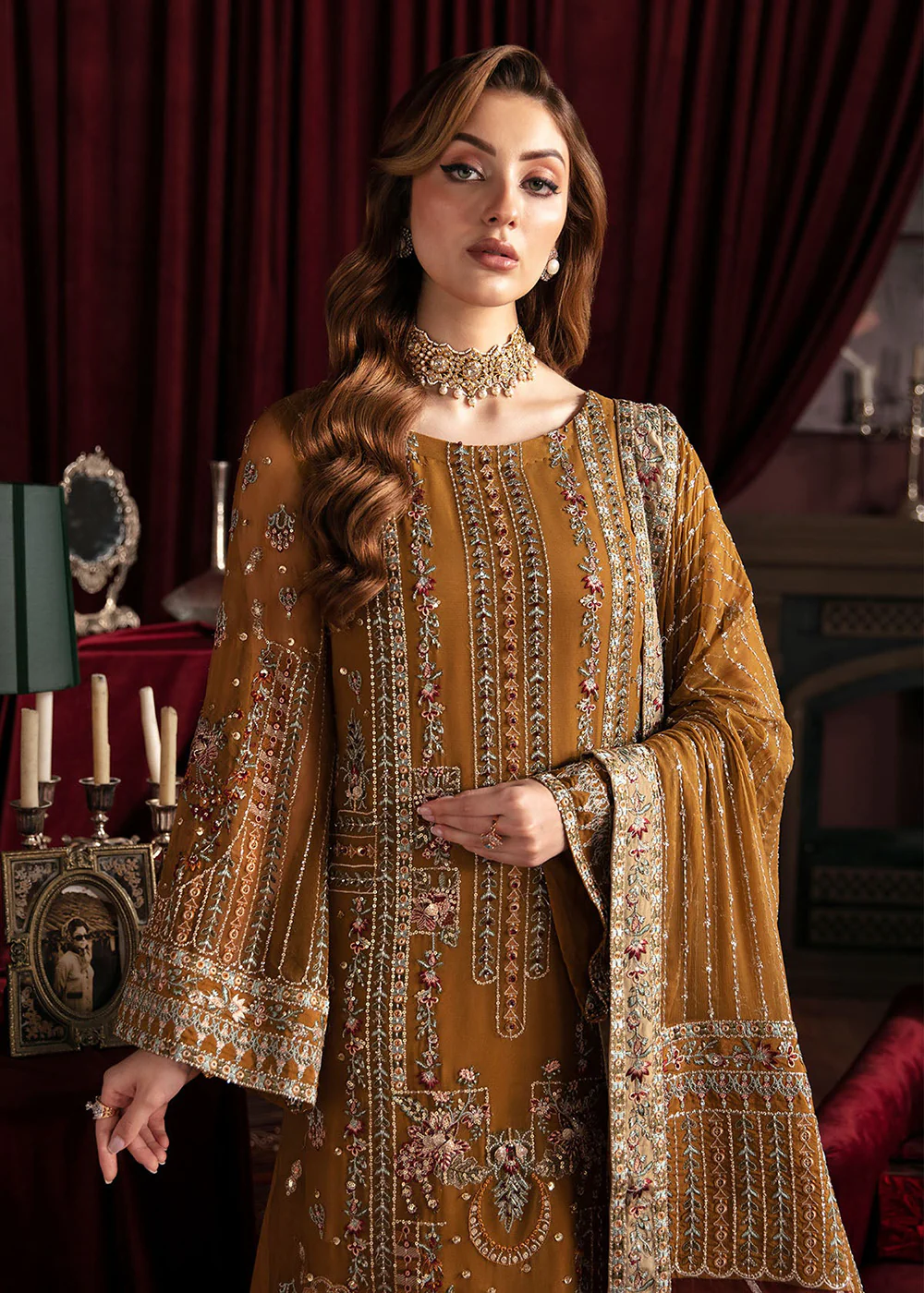 Elanora Embroidered Formals' 24 by Nureh | CRIMSON - Image 8