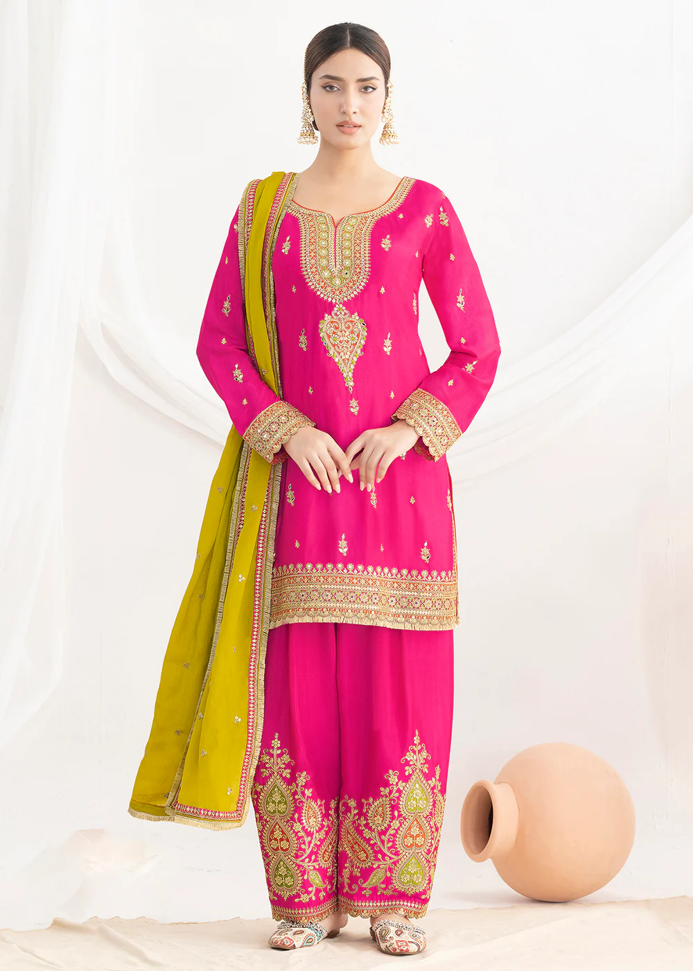 Elegant Pink Kurti Style Farshi Style Salwar Suit