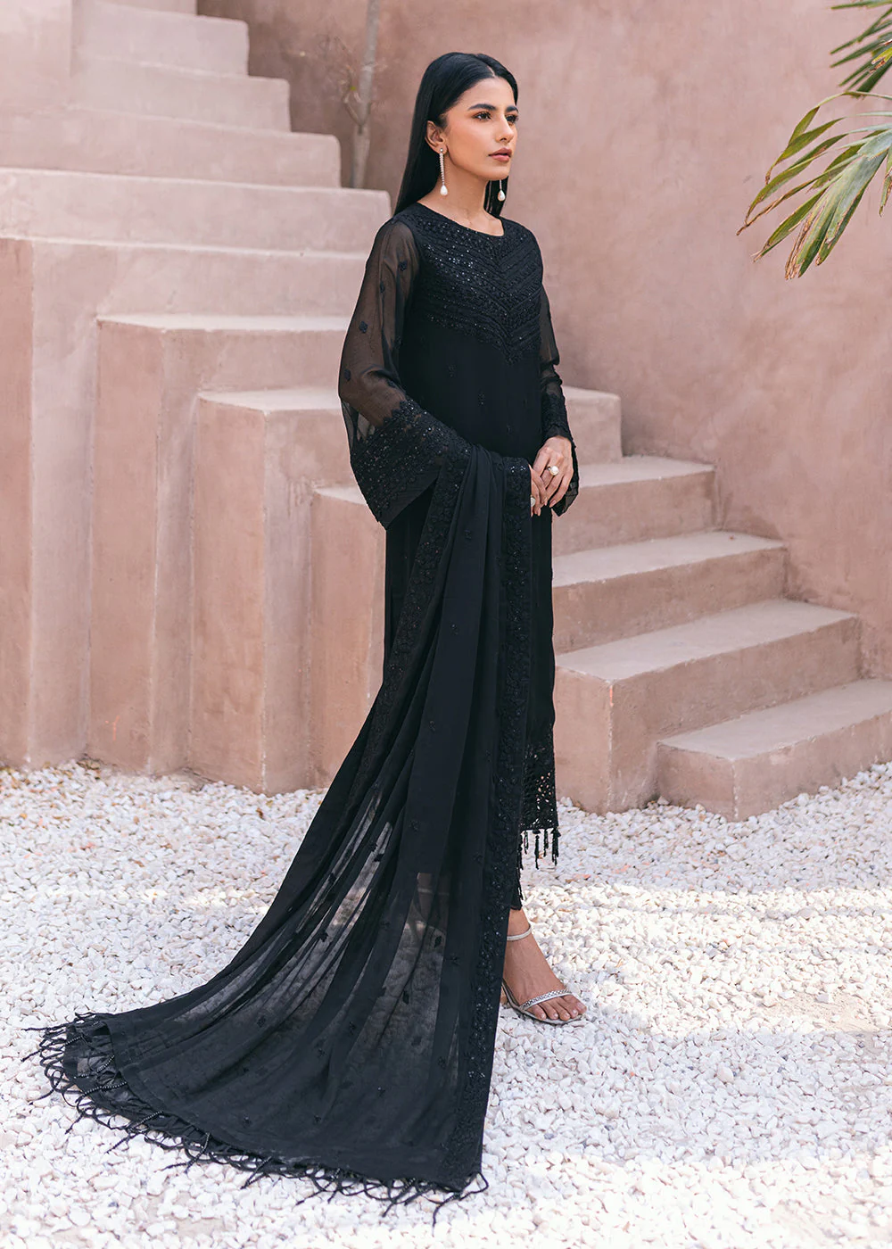 Embroidered Ensembles 3 Pcs by Azure | Charcoal Charm - Image 3