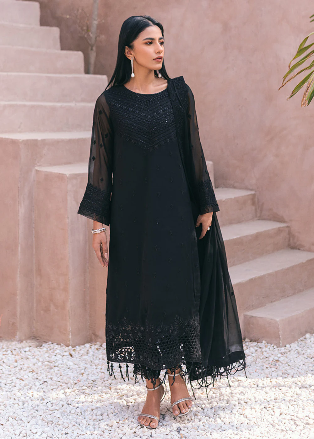 Embroidered Ensembles 3 Pcs by Azure | Charcoal Charm - Image 6