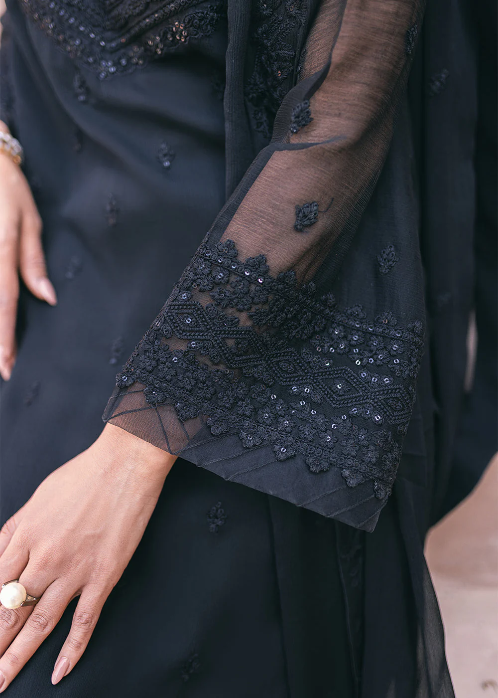 Embroidered Ensembles 3 Pcs by Azure | Charcoal Charm - Image 8
