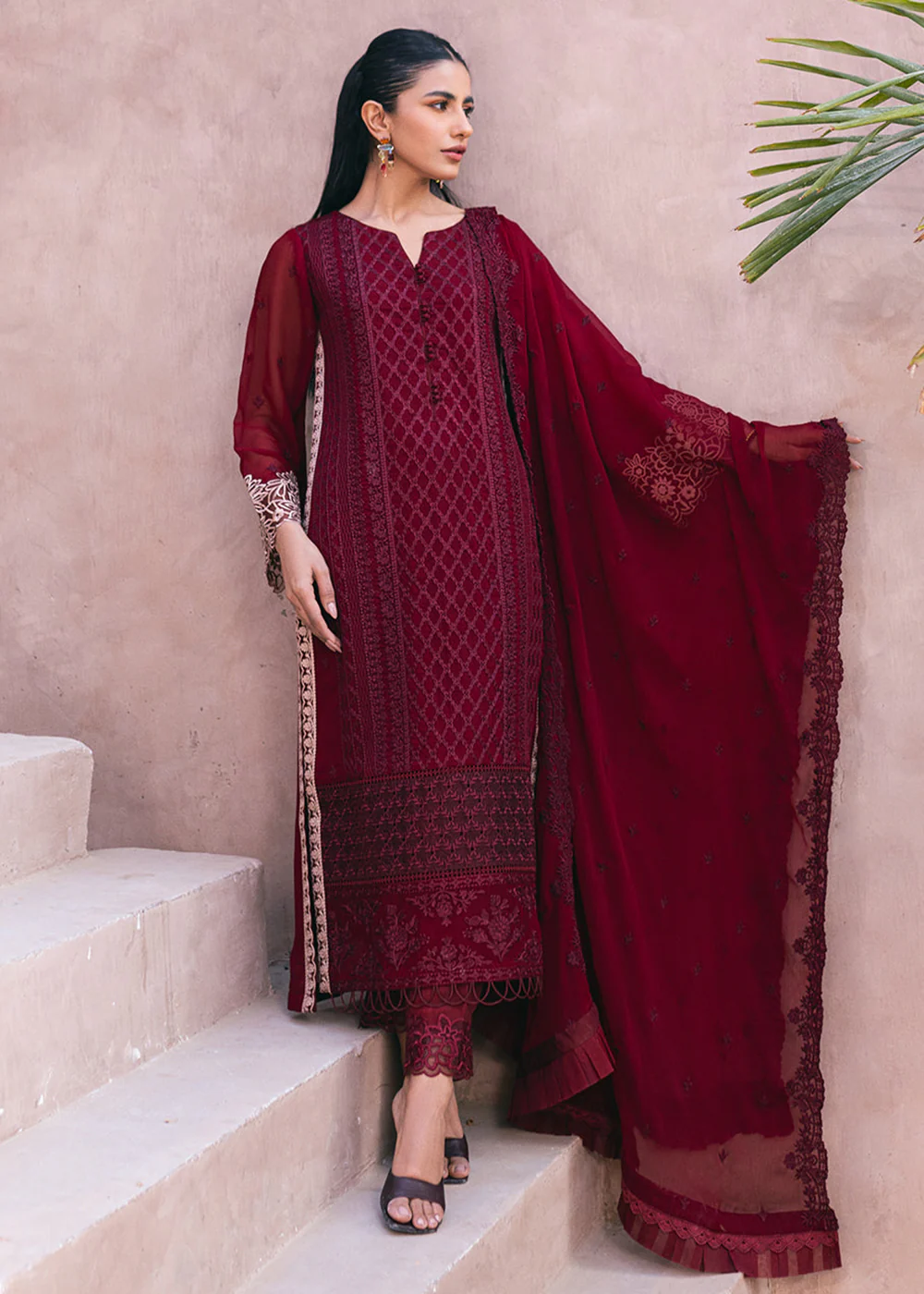 Embroidered Ensembles 3 Pcs by Azure | Fire Lily - Image 3