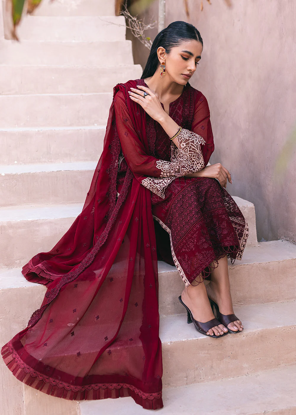 Embroidered Ensembles 3 Pcs by Azure | Fire Lily - Image 4