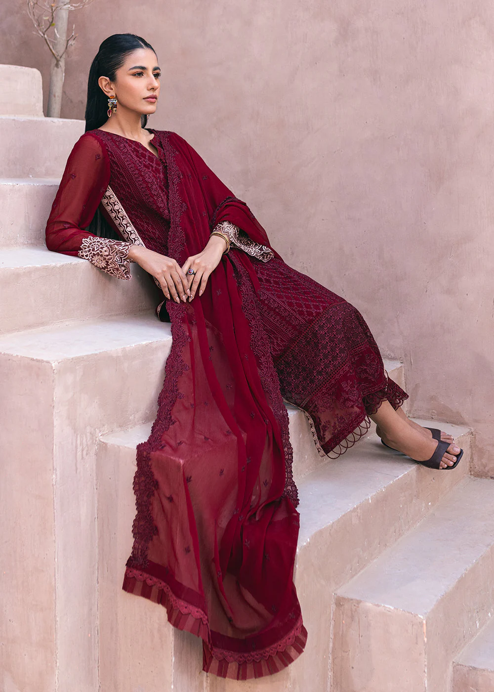 Embroidered Ensembles 3 Pcs by Azure | Fire Lily - Image 5