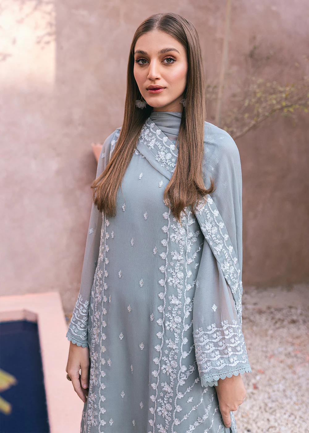 Embroidered Ensembles 3 Pcs by Azure | Frosted Fern - Image 2