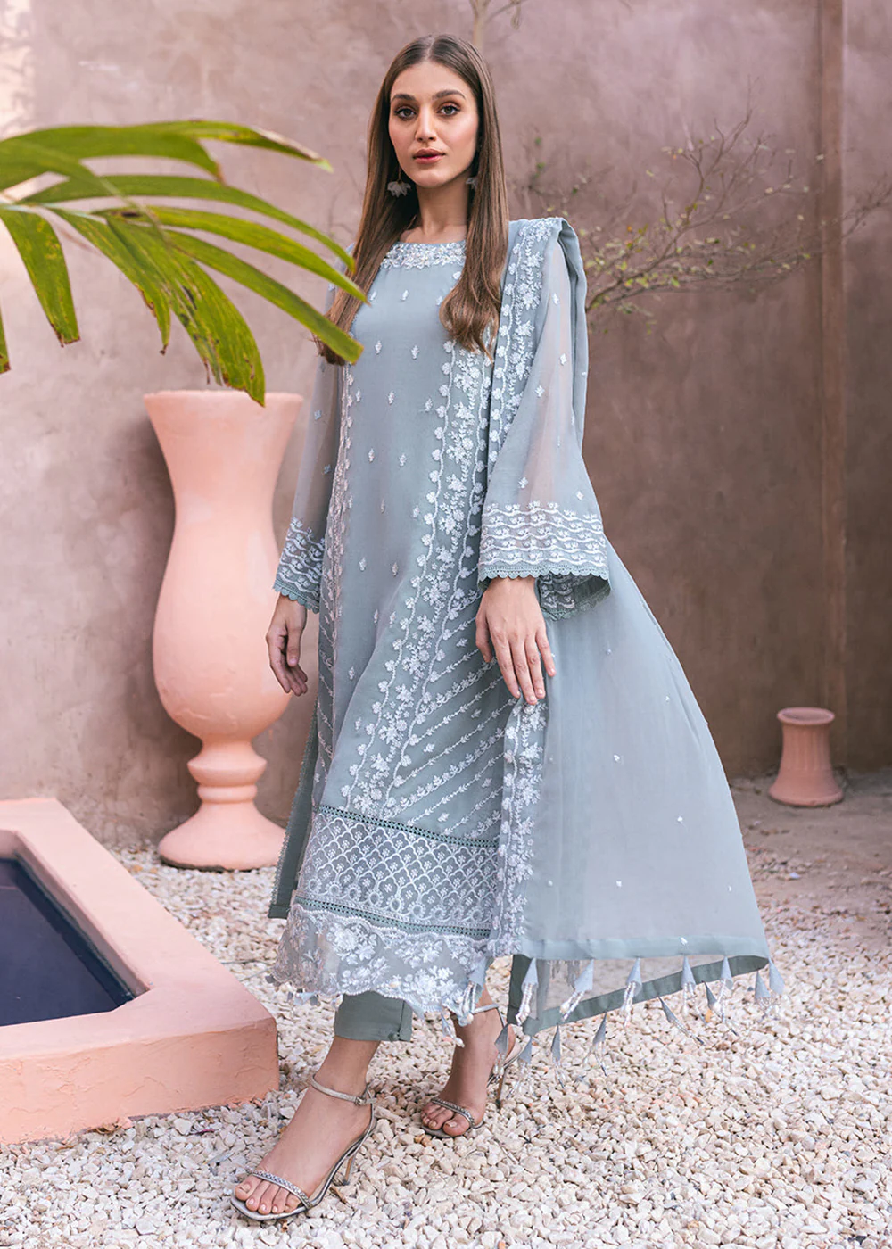 Embroidered Ensembles 3 Pcs by Azure | Frosted Fern - Image 4