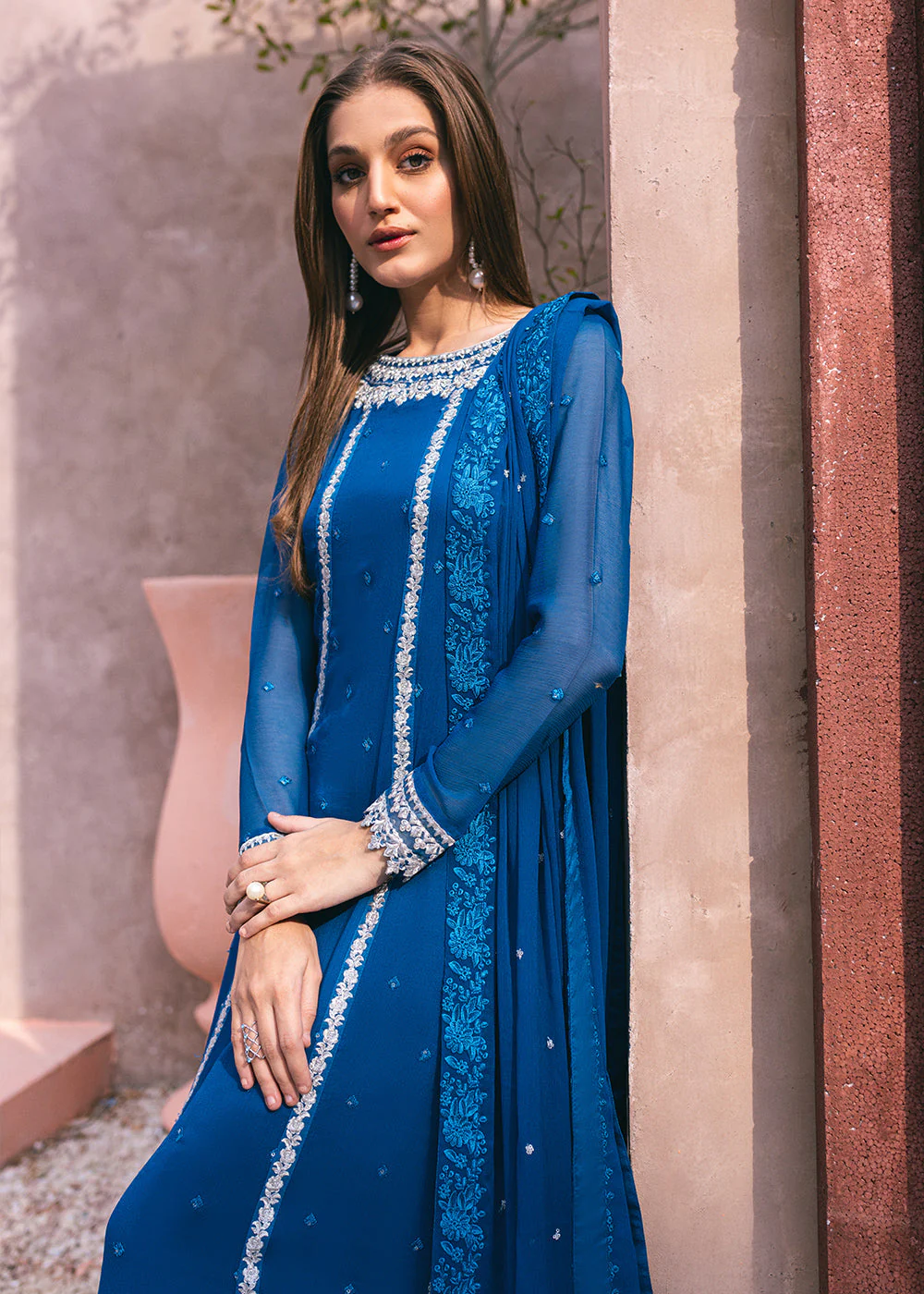 Embroidered Ensembles 3 Pcs by Azure | Radiant Sky - Image 2