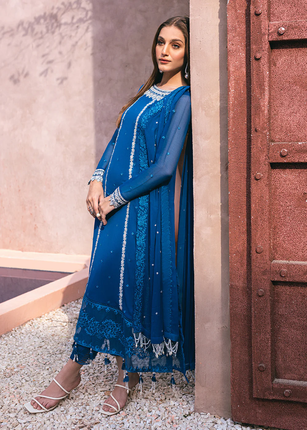 Embroidered Ensembles 3 Pcs by Azure | Radiant Sky - Image 3