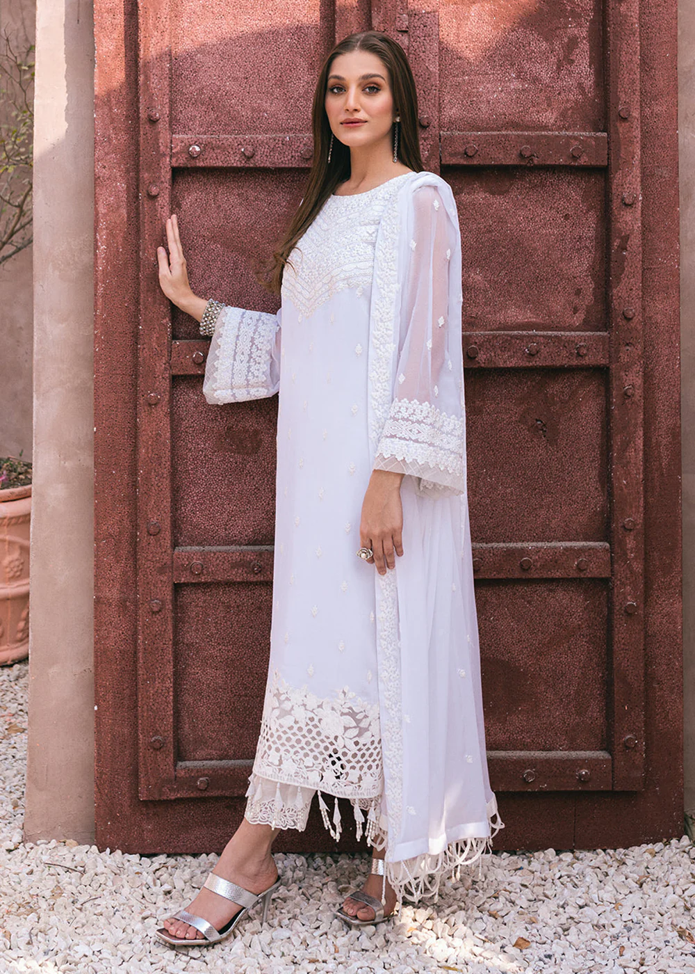 Embroidered Ensembles 3 Pcs by Azure | Snow Haze - Image 3