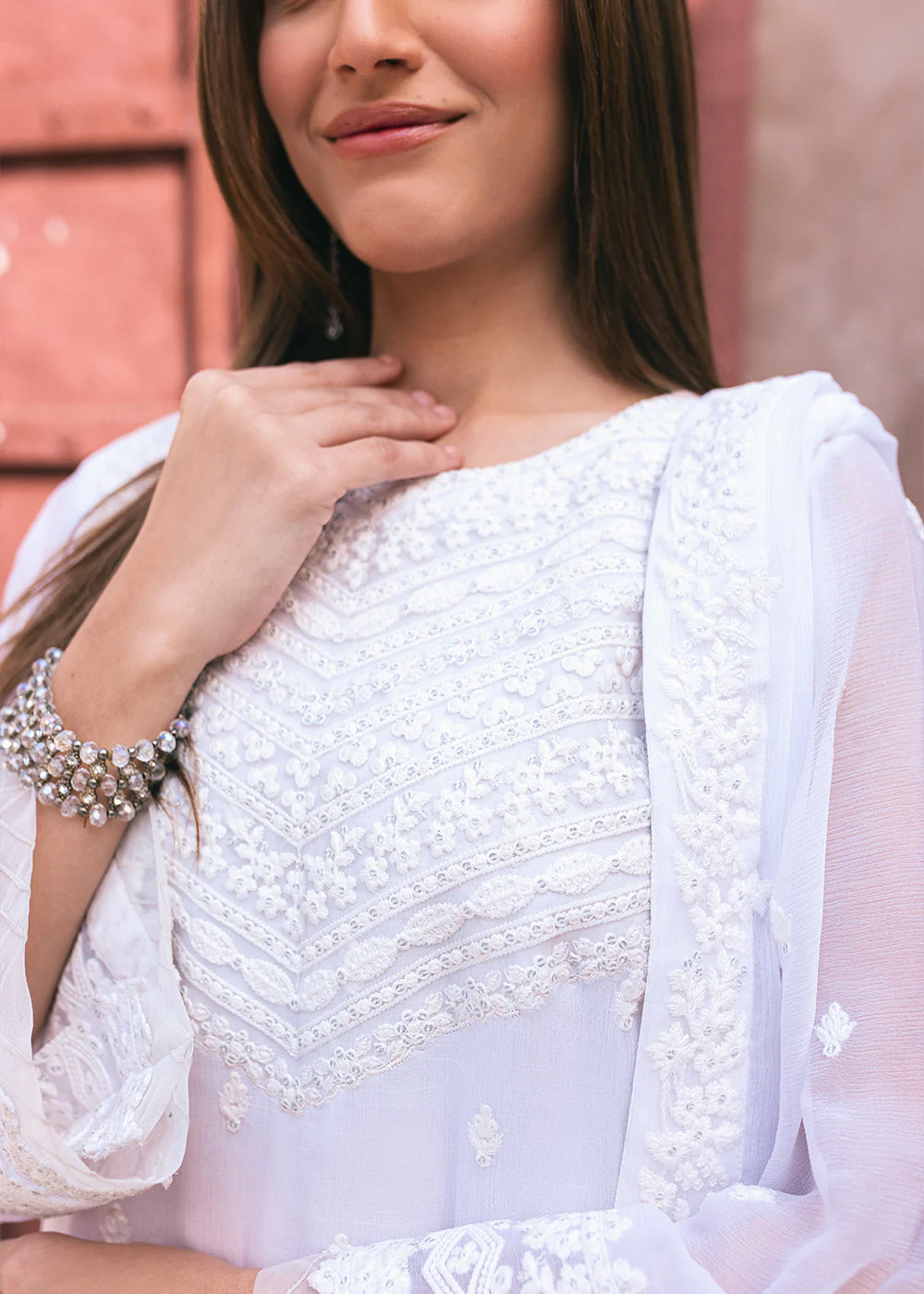 Embroidered Ensembles 3 Pcs by Azure | Snow Haze - Image 4