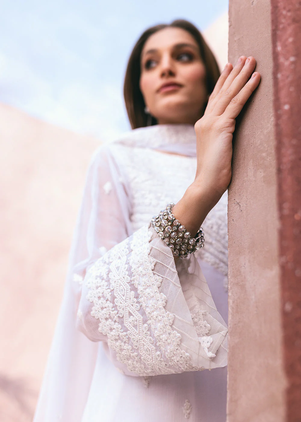 Embroidered Ensembles 3 Pcs by Azure | Snow Haze - Image 5