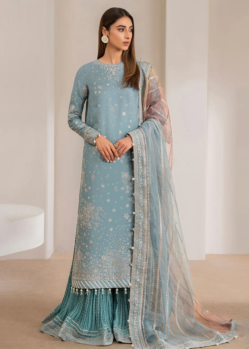 Embroidered Raw Silk Wedding Formals '24 by Jazmin | UR-7013 - Image 4