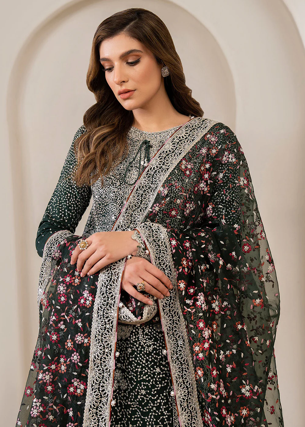 Embroidered Raw Silk Wedding Formals '24 by Jazmin | UR-7014 - Image 2