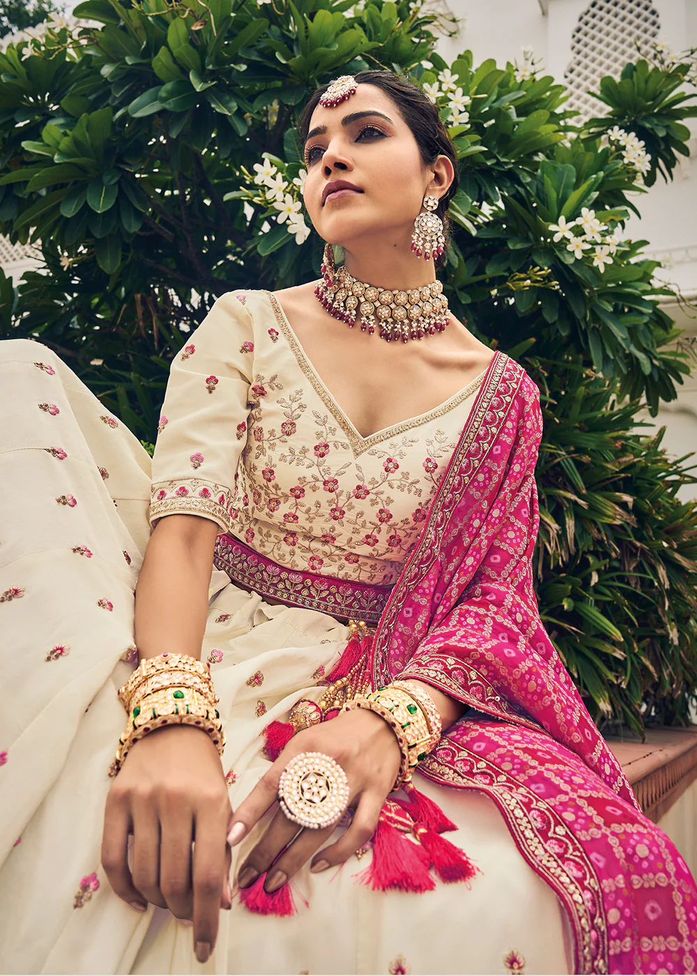 Enchanting Off-White Viscose Silk Traditional Bridal Lehenga Choli - Image 2