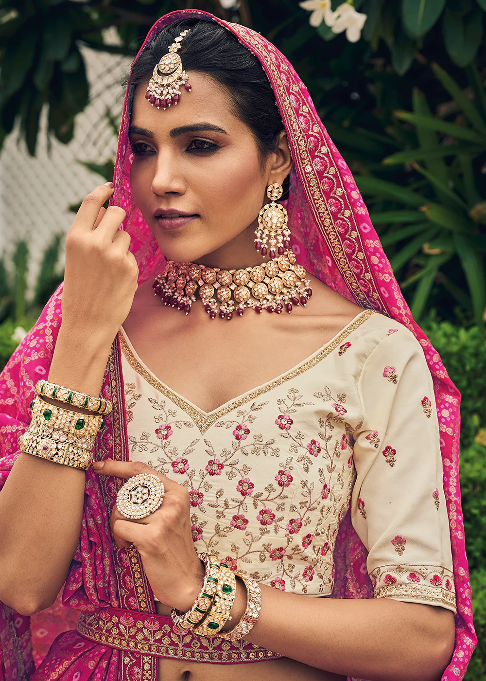 Enchanting Off-White Viscose Silk Traditional Bridal Lehenga Choli - Image 5