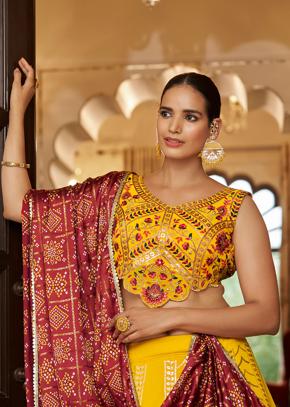 Enchanting Sequins Lovely Yellow Wedding Lehenga Choli - Image 4