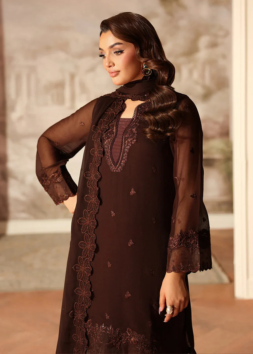 Ensembles Party Wear '25 by Azure | Cocoa Drape - Image 2