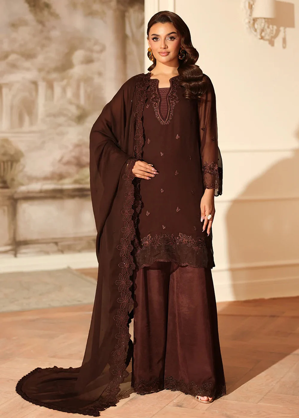 Ensembles Party Wear '25 by Azure | Cocoa Drape - Image 4