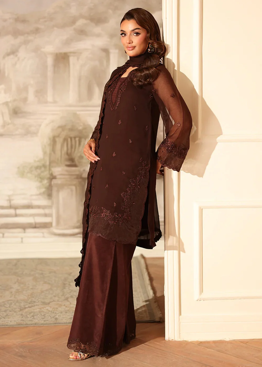 Ensembles Party Wear '25 by Azure | Cocoa Drape - Image 7