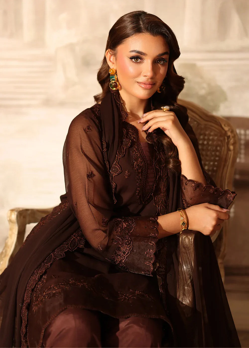 Ensembles Party Wear '25 by Azure | Cocoa Drape - Image 9