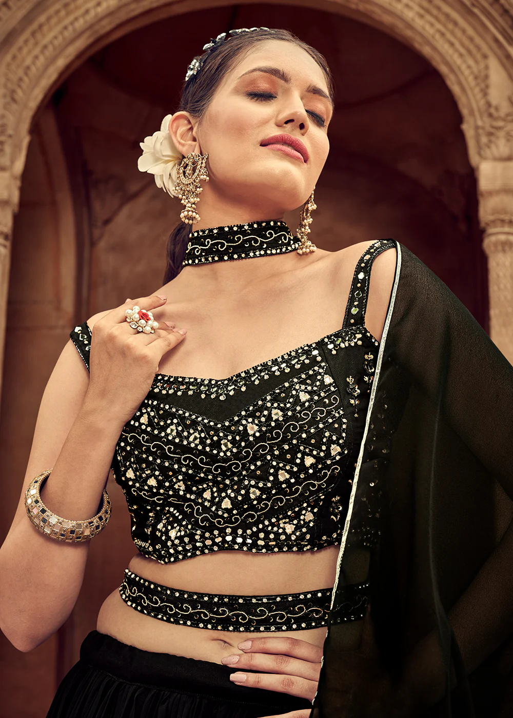 Enticing Black Georgette Function Style Lehenga Choli - Image 4