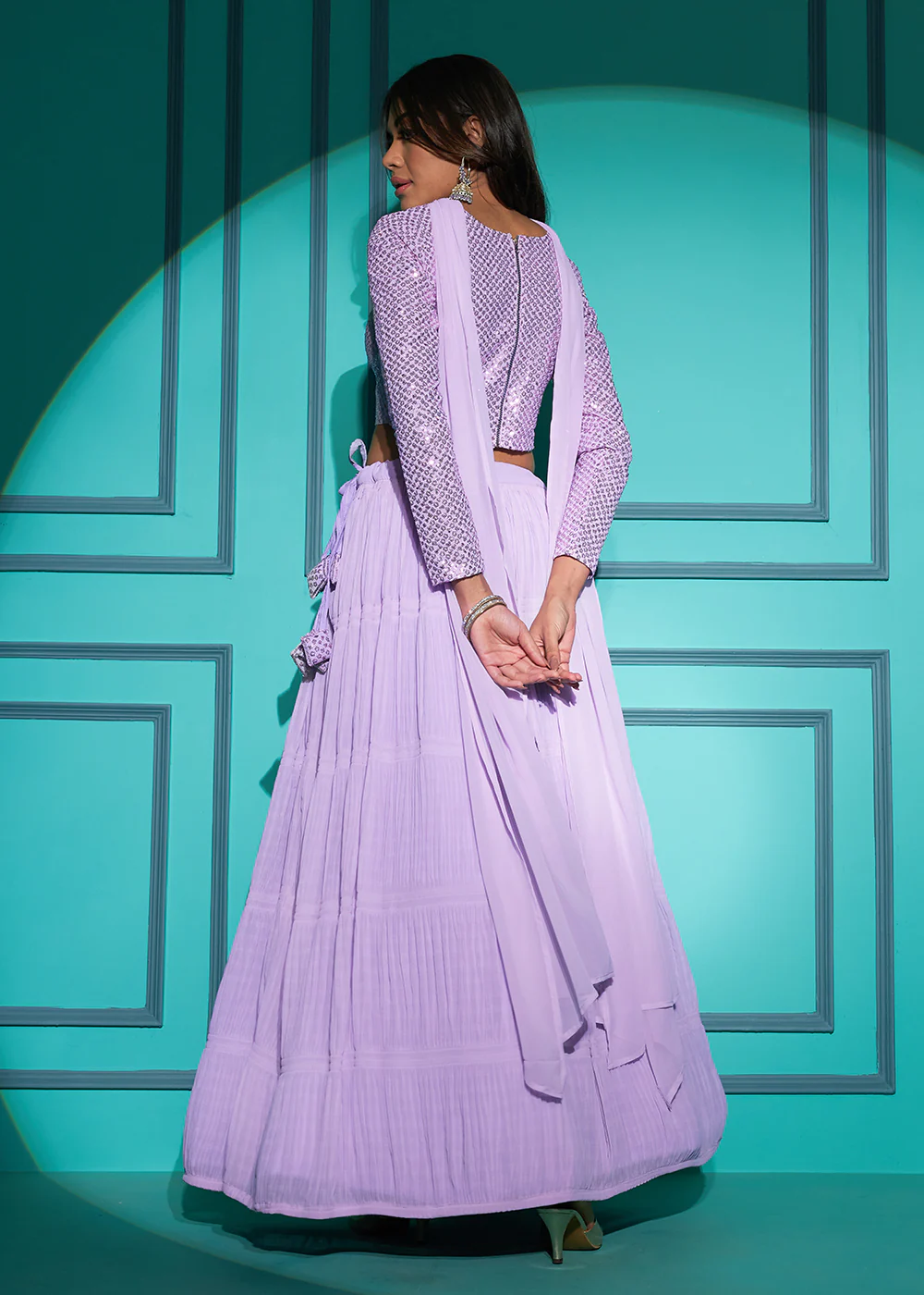 Exquisite Lavender Georgette Wedding Party Lehenga Choli - Image 7