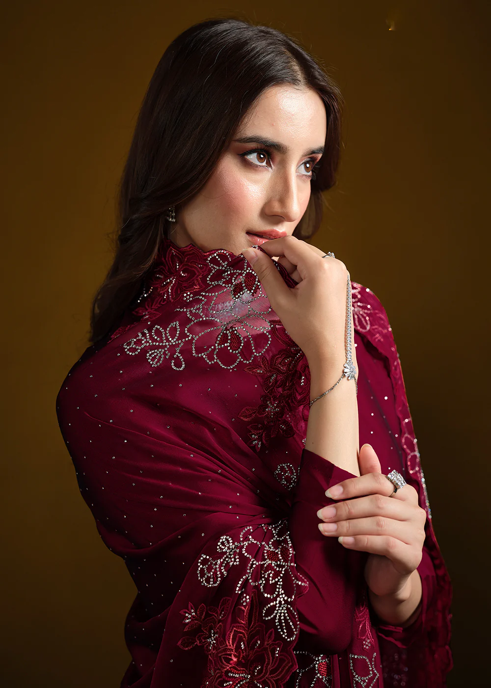 Fabulous Maroon Georgette Festive Pant Salwar Suit - Image 2