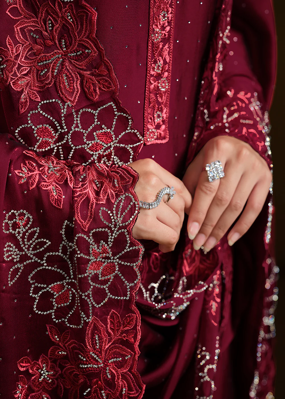 Fabulous Maroon Georgette Festive Pant Salwar Suit - Image 4