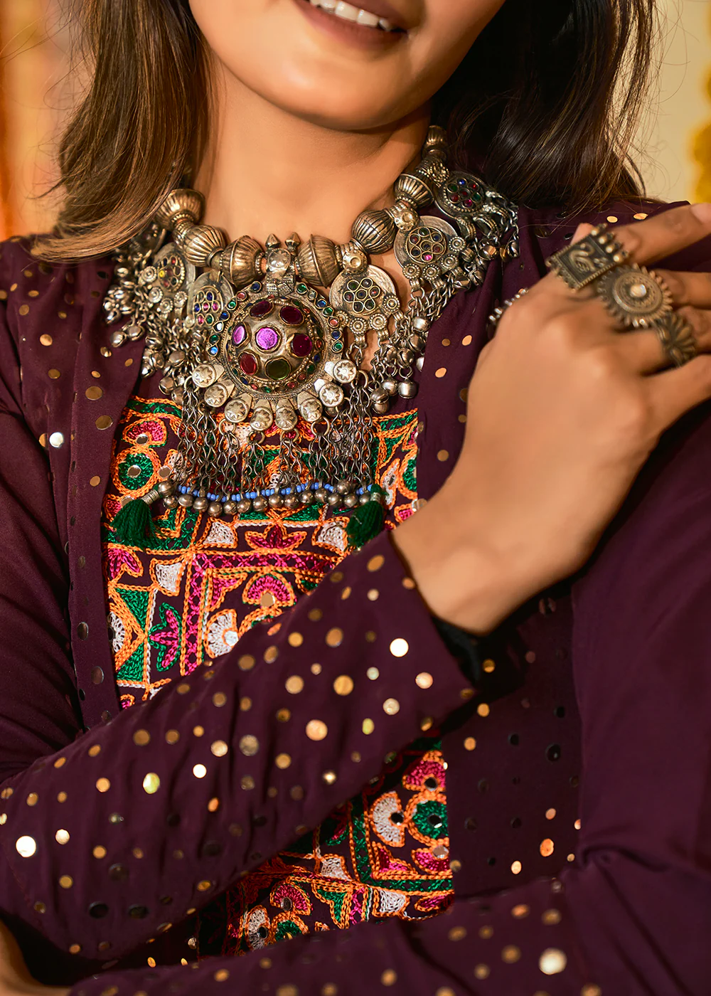 Fabulous Purple Maslin Cotton Navratri Chaniya Choli - Image 3