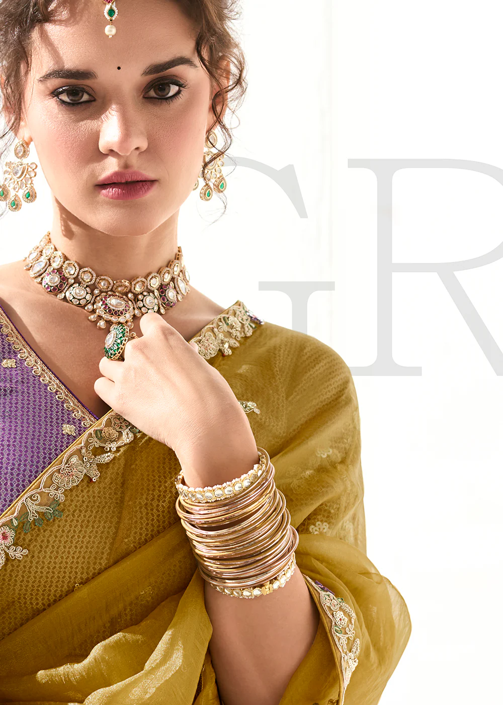 Fabulous Yellow Organza Tissue Embroidered Designer Saree - Image 4