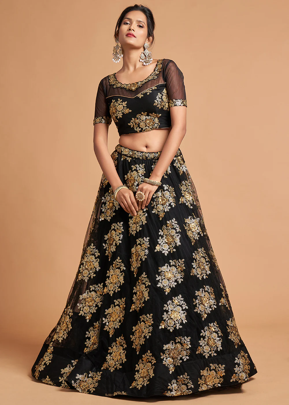 Fairytale Black Stylish Embroidered A Line Lehenga Choli - Image 6
