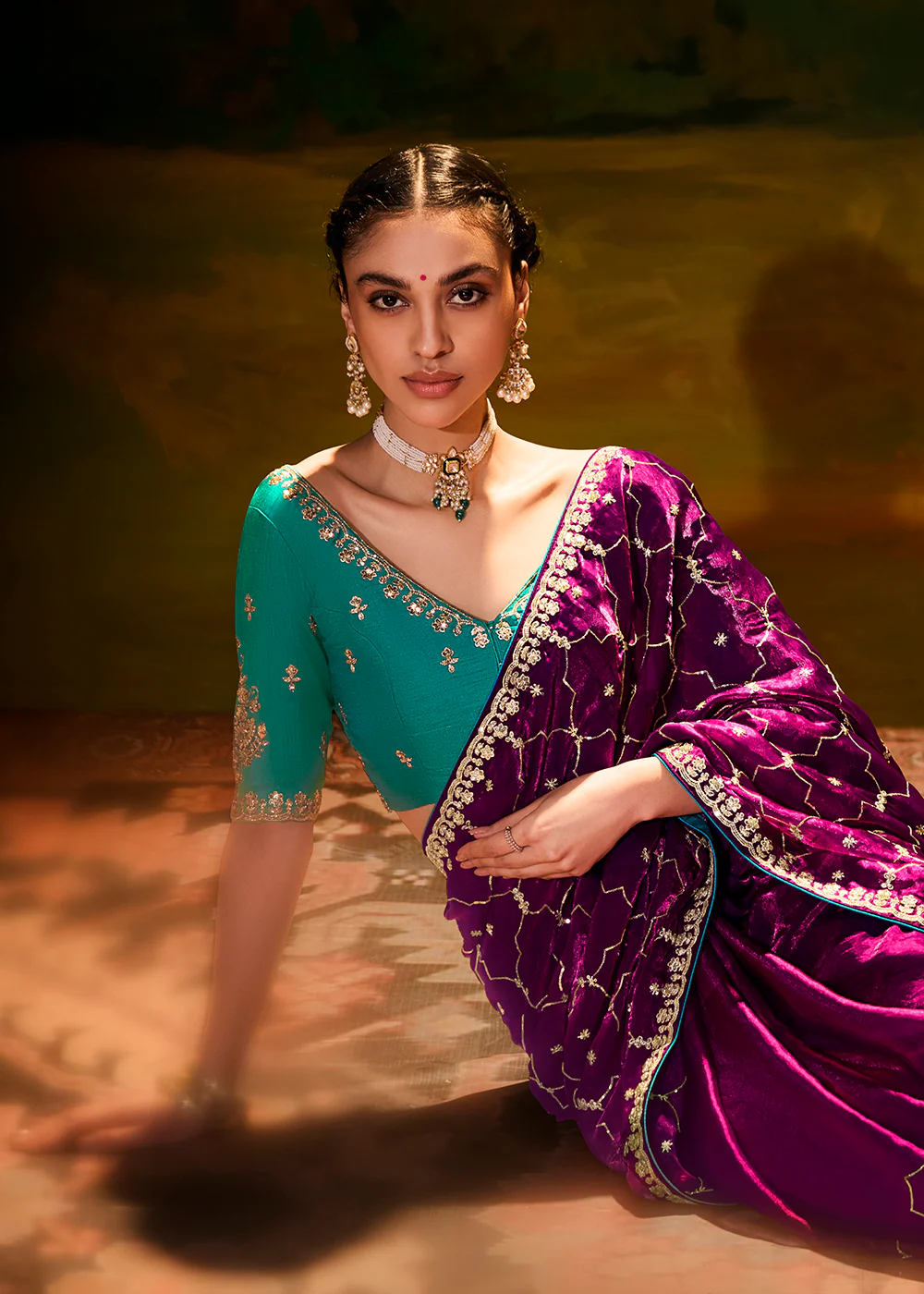 Fancy Fabric Magenta Purple Festive Party Designer Saree - Image 4