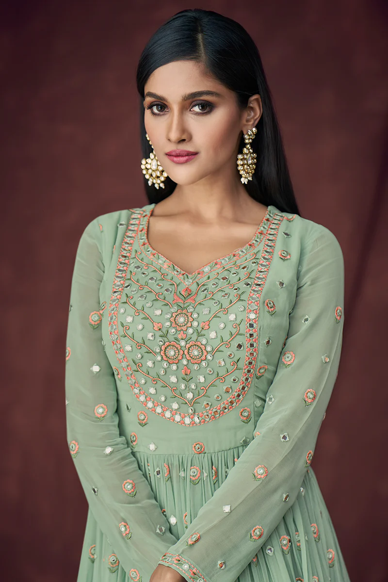 Fancy Fabric Sky Blue Peplum Style Designer Lehenga Suit - Image 2