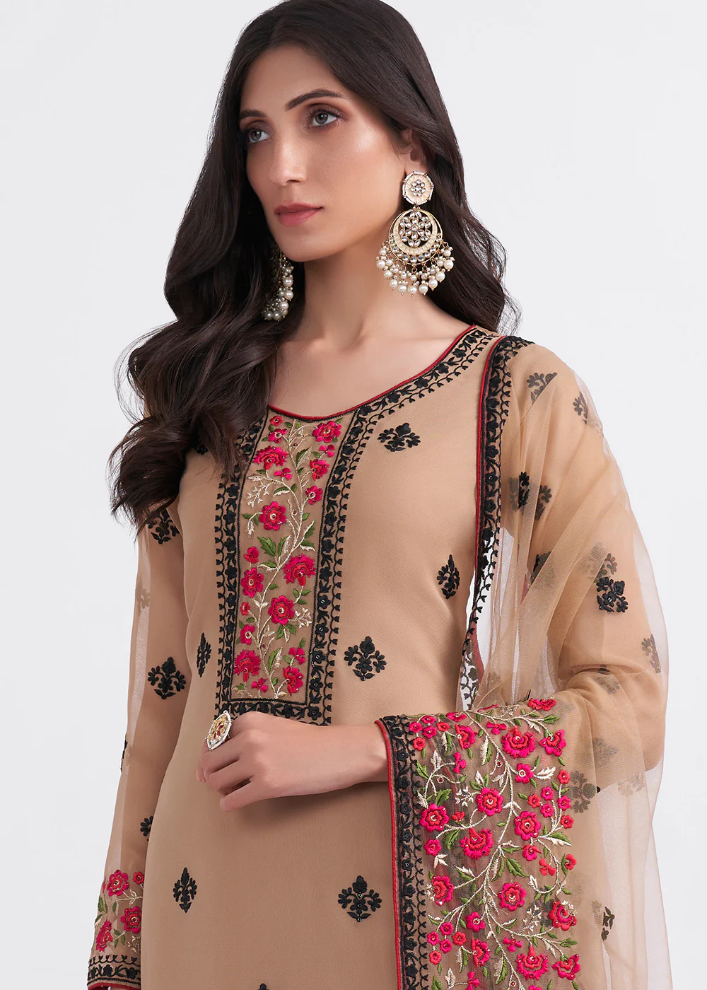 Fancy Heavenly Beige Eid Festive Salwar Suit - Image 2